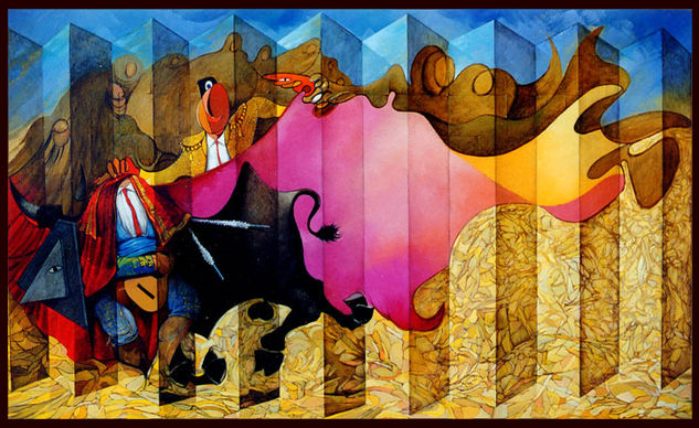 la corrida Mixed media Canvas Others