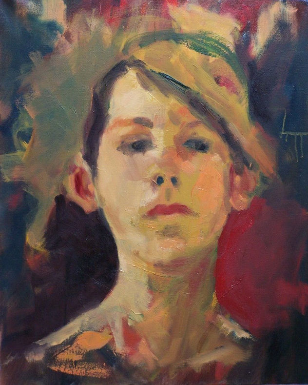 Fille à la mèche blonde