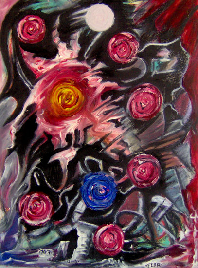 Universum-Rosen Oil Card Figure Painting