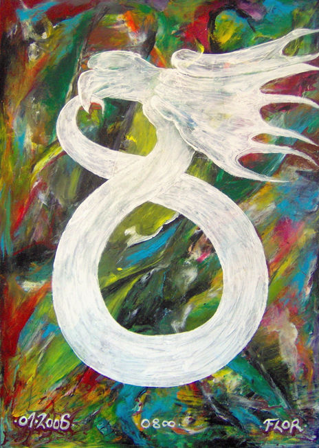 Drache:  weiss