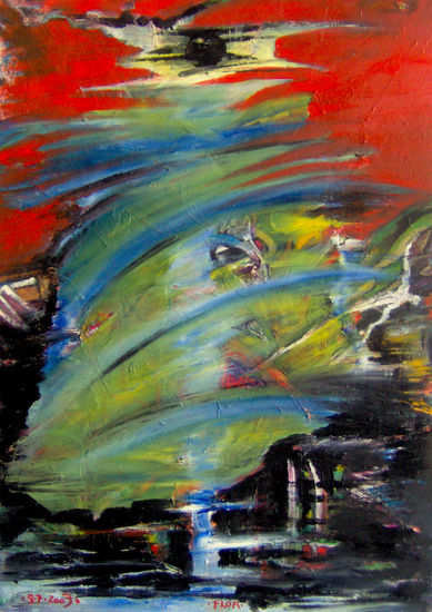 Ufo-Sichtung-1 Oil Card Figure Painting