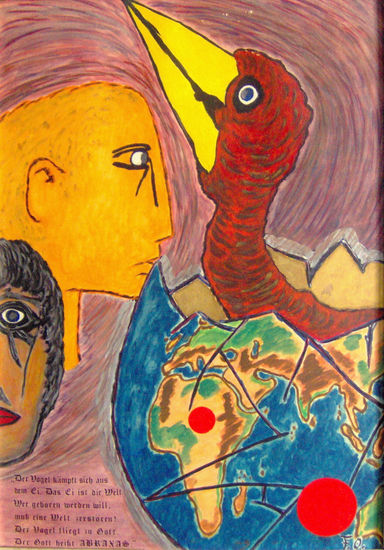 Erste-Bild-1974 Gouache Tabla Figura