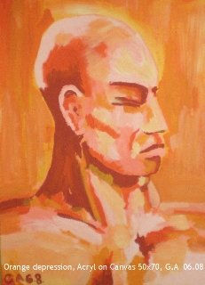 Orange depression Oil Canvas Portrait