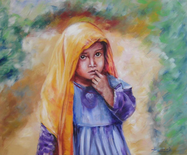 Little Sari Oil Canvas Figure Painting