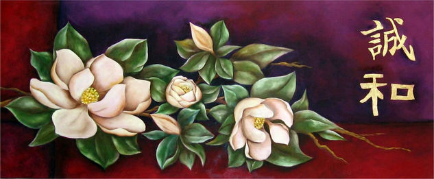 magnolias Oil Canvas Floral Painting