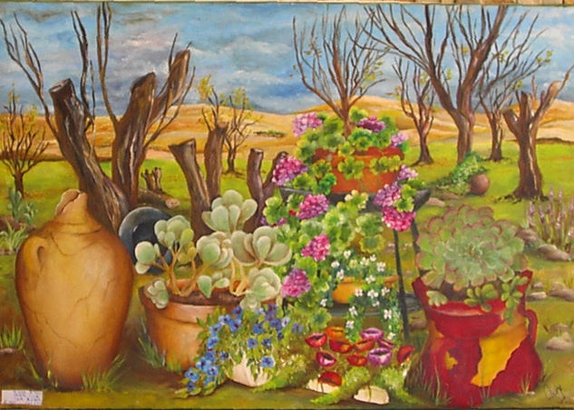 en mi jardin Oil Canvas Floral Painting