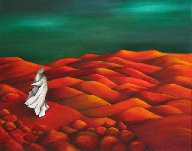 mujer mirando al desierto rojo