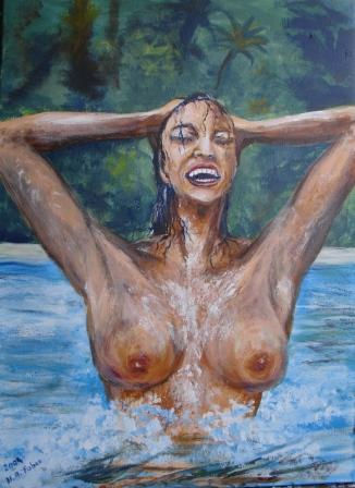 vacaciones Acrylic Canvas Nude Paintings