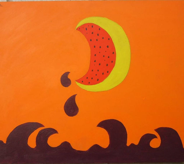 River of tears provoked by the weeping of a zandía of yellow rind