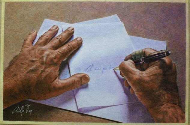 To my father. Pencil (coloured) Paper Portrait