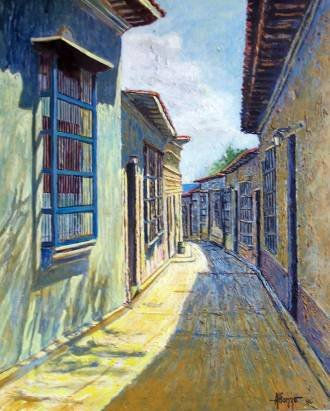 COLONIAL STREET IN LA GUAIRA PORT (1981) Acrylic Canvas Landscaping