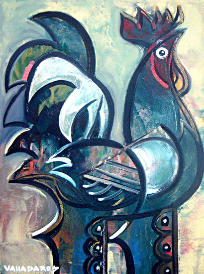 cockerel Oil Canvas Animals