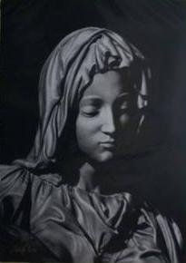 Pietá of M. A. Buonarotus. Pencil (Black) Paper Figure Painting