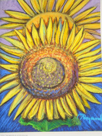 Sunflower Sunrise Pastel Paper Floral Painting