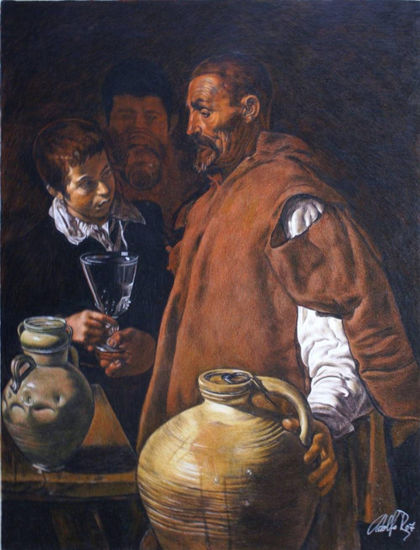 The Water Seller of Seville. Velazquez. Lápiz (a color) Papel Retrato