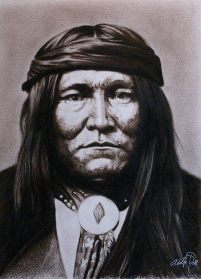 Chato. Apache mescalero. Pencil (coloured) Paper Figure Painting