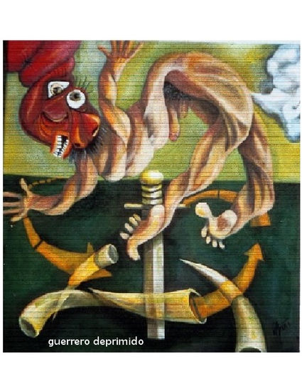 Guerrero deprimido Acrylic Canvas Figure Painting