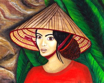 ASIAN BEAUTY Oil Canvas Portrait