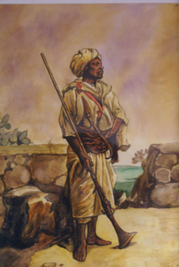 Askari. Fortuny. Watercolour Paper Figure Painting