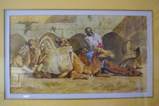 The camel man. Fortuny. Watercolour Paper Portrait