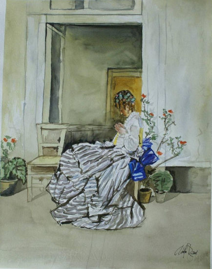 Ceciliade Madrazo. Fortuny. Watercolour Paper Portrait