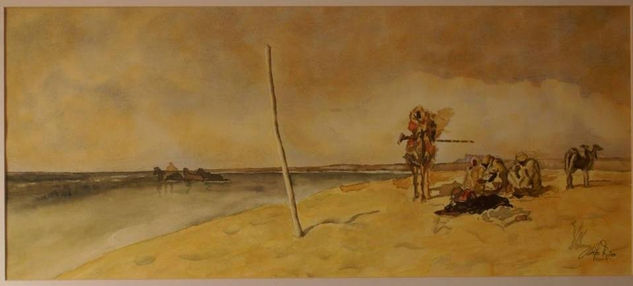 Arab on the beach. Fortuny. Pencil (coloured) Paper Landscaping