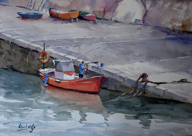 Red fishing boat