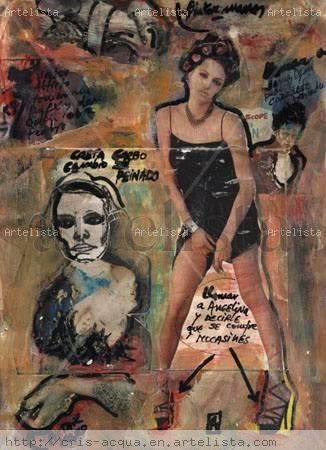 1-CRIS ACQUA Collagemania Mixed media Paper Figure Painting