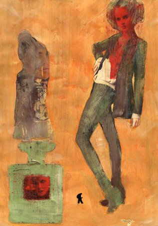 2- CRIS ACQUA Collagemania Mixed media Paper Figure Painting