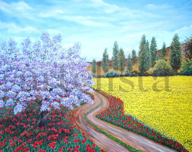 Camino primaveral Oil Canvas Landscaping