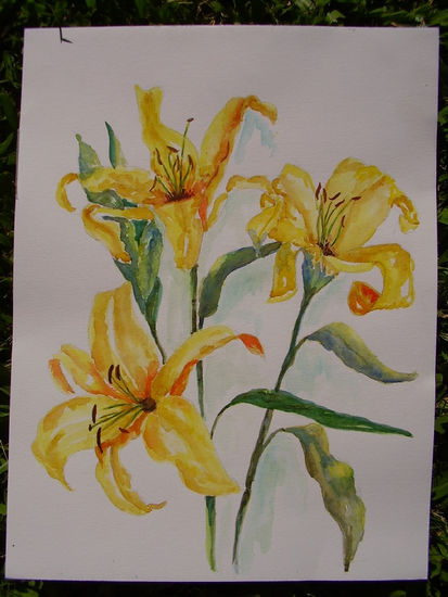 lilium Watercolour Paper Floral Painting