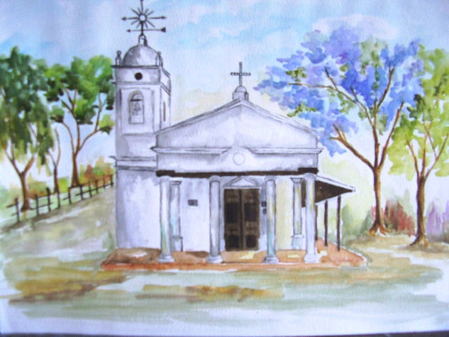 Capilla de San Roque Acuarela Papel Paisaje