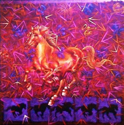 From the Kingdom's Horses: Forza, Forza II Mixed media Canvas Animals