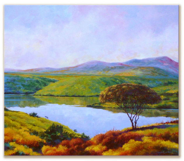 Embalse los Aromos Acrylic Canvas Landscaping