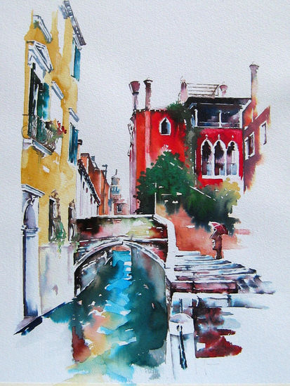 Campiello Barbarigo, by Amapola Herrera Watercolour Paper Landscaping