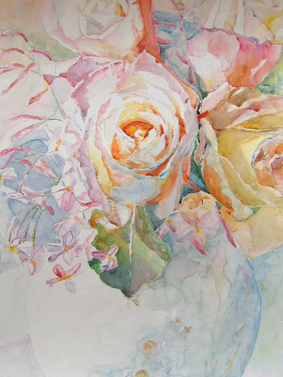 Rose and jasmine, by Amapola Herrera Acuarela Papel Floral