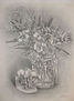still life with flowers and deers figurin