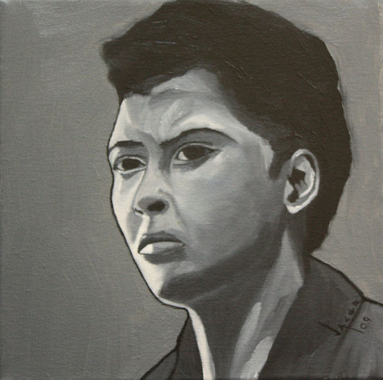 BILLIE HOLIDAY. Óleo Lienzo Retrato