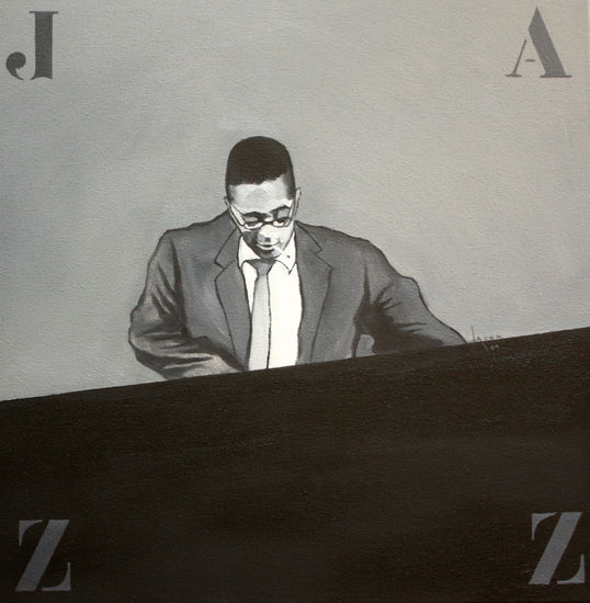 Dizzy Gillespie.(Piano). Óleo Lienzo Figura