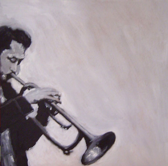 JAZZ MAN V1. Oil Panel Figure Painting