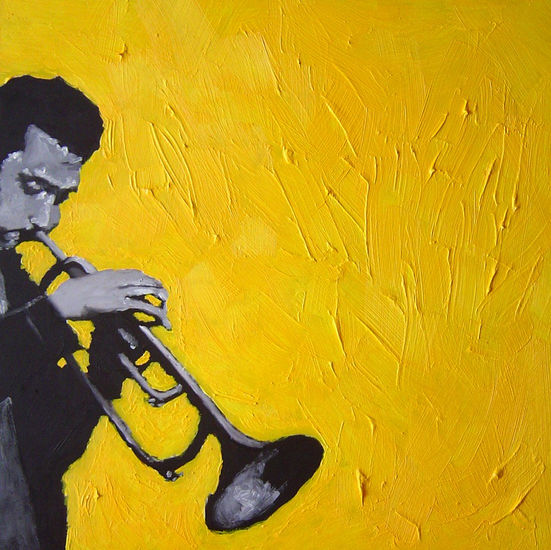 JAZZ MAN V2. Oil Panel Figure Painting