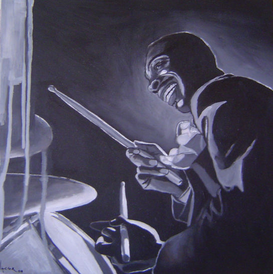 Kenny Clarke. Oil Panel Figure Painting