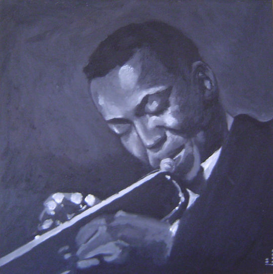 MILES DAVIS. Oil Panel Figure Painting