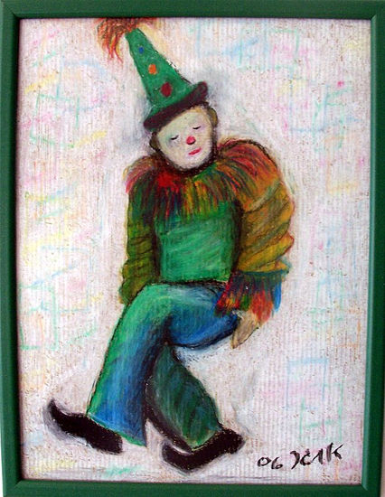 The Clown Pastel Card Figure Painting