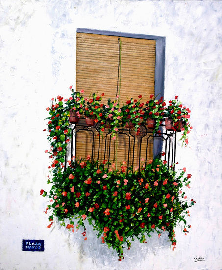 Ventana Óleo Lienzo Floral