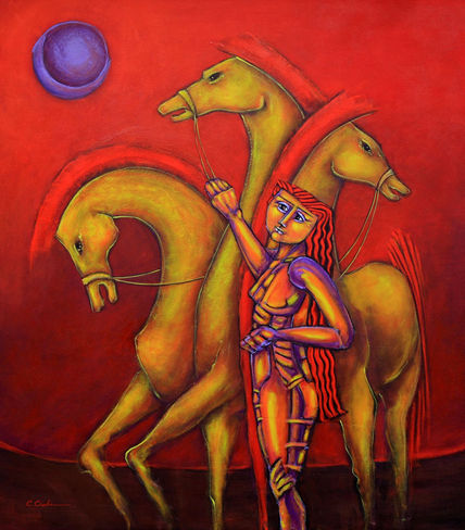 Niña con caballos