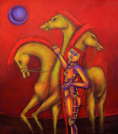 Niña con caballos