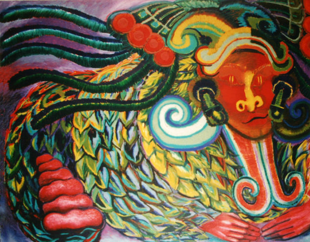 " QUETZALCOATL  2 " Oil Textile Animals