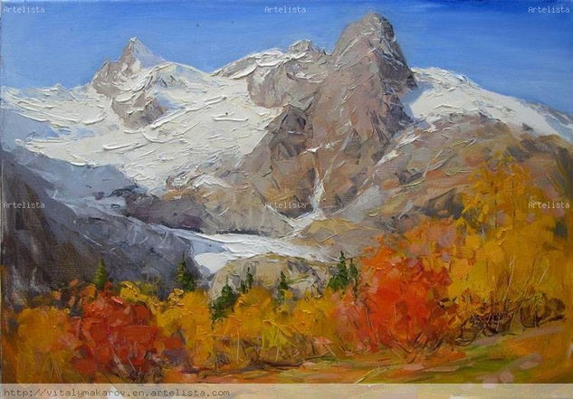 Alibekski glacier in Autumn Oil Canvas Others