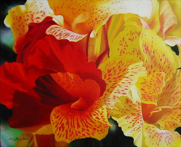 "Cigarrones" Oil Canvas Floral Painting